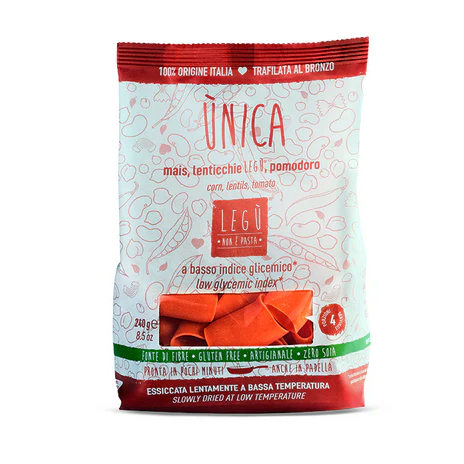 Paccheri – Mais Giallo, Lenticchie Rosse e Pomodoro